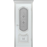 Ульяновские двери, Соло R-0 В3 ДО, белая эмаль патина серебро