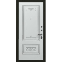 Входная металлическая дверь, Премьер, Черное серебро / Аккорд Белая эмаль патина серебро