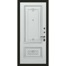 Входные двери,Входная металлическая дверь, Премьер, Черное серебро / Аккорд Белая эмаль патина серебро