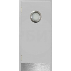 Каталог,Влагостойкая композитная пластиковая маятниковая дверь, с металлическим иллюминатором, серая RAL 7035