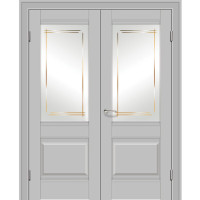 Дверь распашная двустворчатая Профиль Дорс 2 U, остекленная, манхэттен