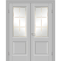 Дверь распашная двустворчатая Профиль Дорс 90 U, остекленная, манхэттен