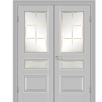 Дверь распашная двустворчатая Профиль Дорс 94 U, остекленная, манхэттен
