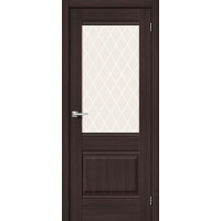 Дверь межкомнатная, эко шпон Прима-3 Wenge Melinga / White Сrystal