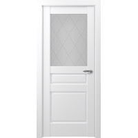 Межкомнатная дверь Classic S Ампир ДО Сатинато с рисунком ромб, Экошпон, матовый белый