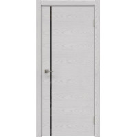 Межкомнатная шпонированная дверь Vitrum P-01H черный триплекс, ясень серый