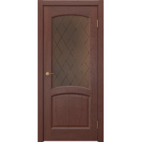 Межкомнатная шпонированная дверь Vetus V-17 ДО бронза гравировка ромб, красное дерево