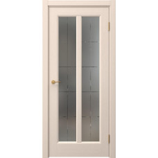 Каталог,Межкомнатная шпонированная дверь Vetus V-08 ДО сатин белый гравировка решетка, беленый дуб
