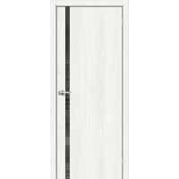 Дверь межкомнатная, эко шпон модель-1.55, White Dreamline / Mirox Grey