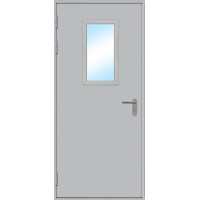 Стальная противопожарная дверь ДПО-1, EI-60 стекло, RAL7035 серый