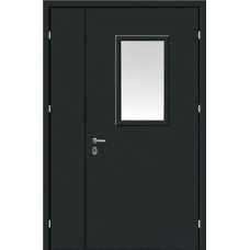 Модификации,Стальная противопожарная дверь EI-60 Двустворчатая, стекло, черная