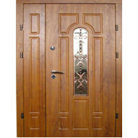Металлическая дверь с ковкой и стеклопакетом 001