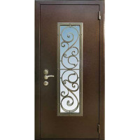 Металлическая дверь с ковкой и стеклопакетом 002