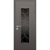 Металлическая дверь с ковкой и стеклопакетом 003