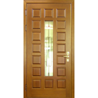 Металлическая дверь с ковкой и стеклопакетом 004