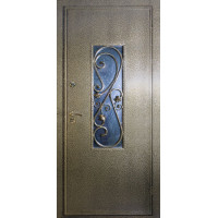 Металлическая дверь с ковкой и стеклопакетом 008
