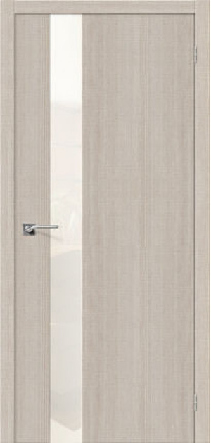 Дверь Экошпон Porta-51 WР, ПО Lacobel бежевый White Pearl, Cappuccino Crosscut