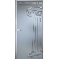 Стеклянная дверь Капитель, матовое бесцветное стекло с гравировкой