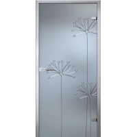 Стеклянная дверь Аллиум, матовое бесцветное стекло с гравировкой