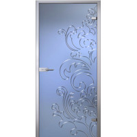 Стеклянная дверь Лилия, матовое бесцветное стекло с гравировкой