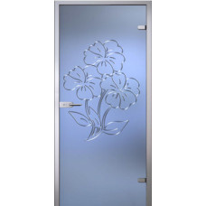 По производителю,Стеклянная дверь Магнолия, матовое бесцветное стекло с гравировкой