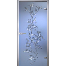 По производителю,Стеклянная дверь Лизиантус, матовое бесцветное стекло с гравировкой