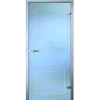 Стеклянная дверь Кабзон, матовое бесцветное стекло с гравировкой