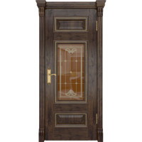 Ульяновские двери, Версаль-4, американский орех тонированный, витраж Орегон