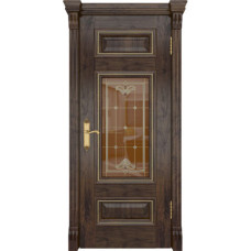 По цвету дверей,Ульяновские двери, Версаль-4, американский орех тонированный, витраж Орегон