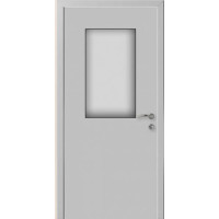 Влагостойкая композитная пластиковая дверь, остекленная, цвет серый RAL 7035