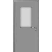 Влагостойкая композитная пластиковая дверь, остекленная, цвет серый RAL 7040