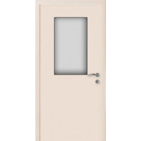 Влагостойкая композитная пластиковая дверь, остекленная, цвет кремовый RAL 9001