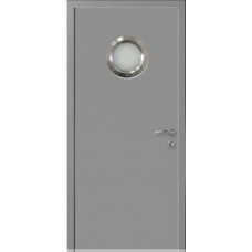 По материалу дверей,Влагостойкая композитная пластиковая дверь, остекленная, с иллюминатором, RAL 7040