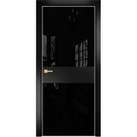 Дверь Оникс Соло 2, Lacobel RAL 9005 по зеркалу, без рисунка, эмаль черная