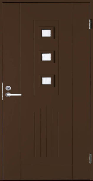 Утепленная финская входная дверь В0060 стеклопакет Stippolyte, коричневый