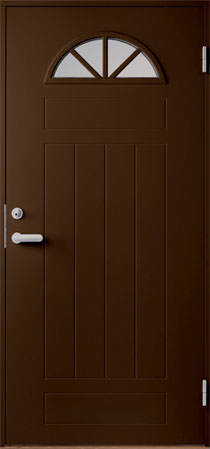 Утепленная финская входная дверь В0050 стеклопакет Stippolyte, коричневый