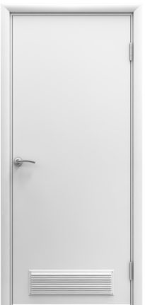 Дверь пластиковая влагостойкая с вентиляционной решеткой, композитный ПВХ, цвет белый