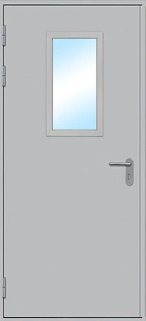 Стальная противопожарная дверь ДПО-1, EI-60 стекло, RAL7035 серый